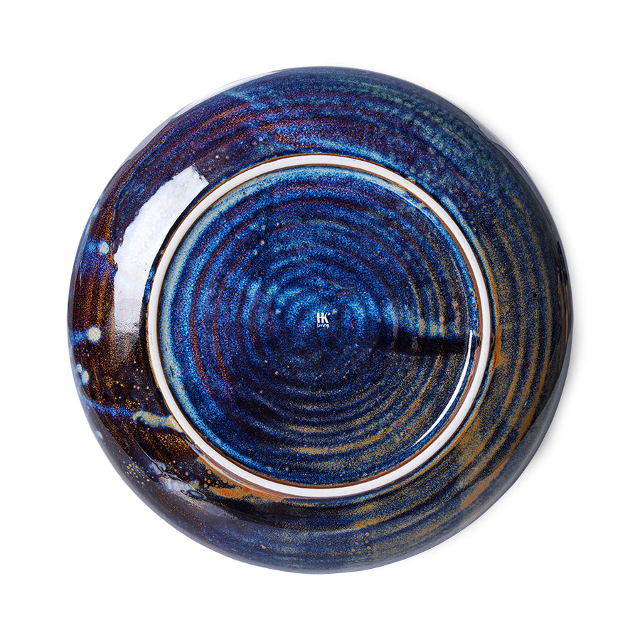 porcelain rustic blue deep plate back with logo