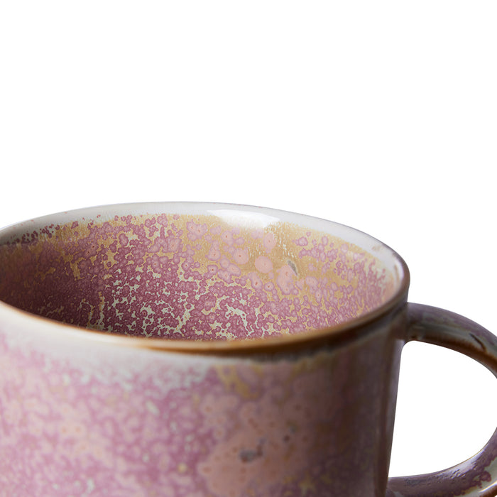 detail of rustic pink mug with ear