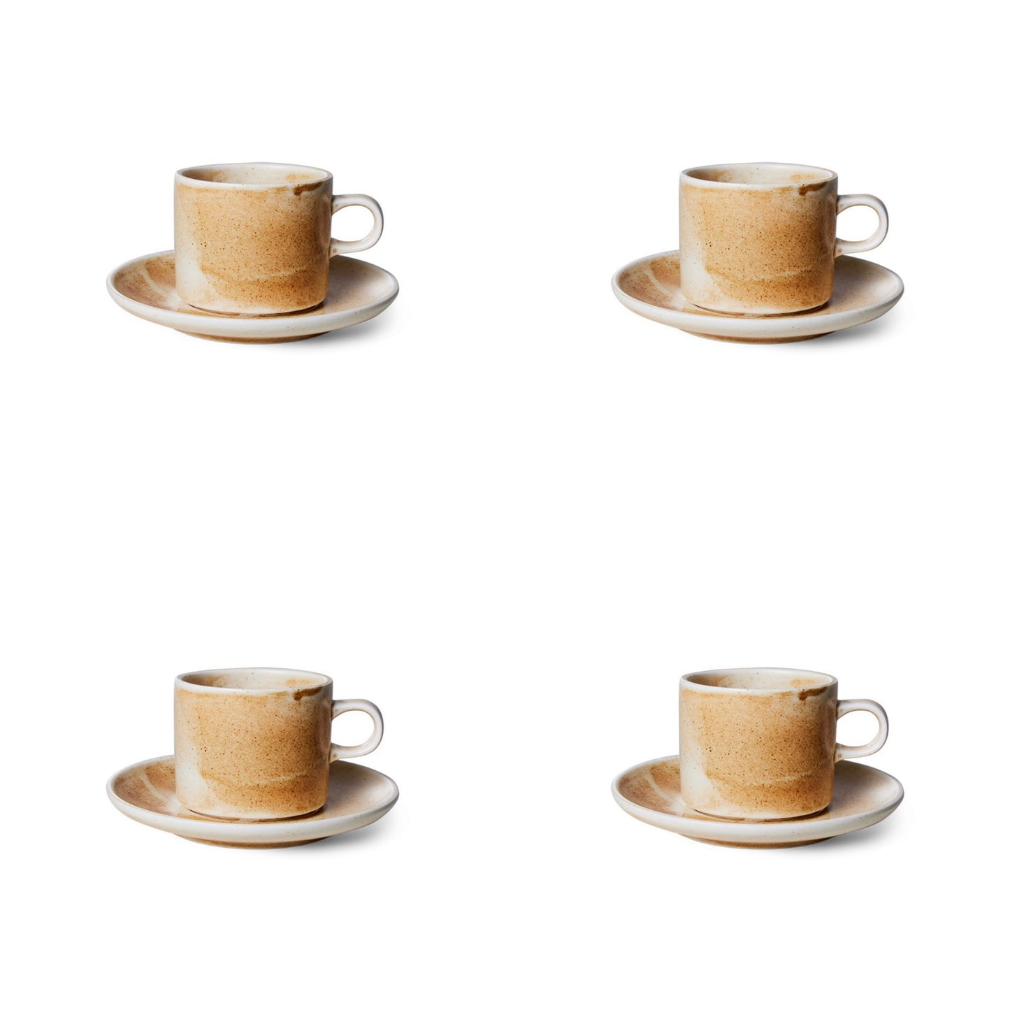 4 sets of cream and brown cup with saucer