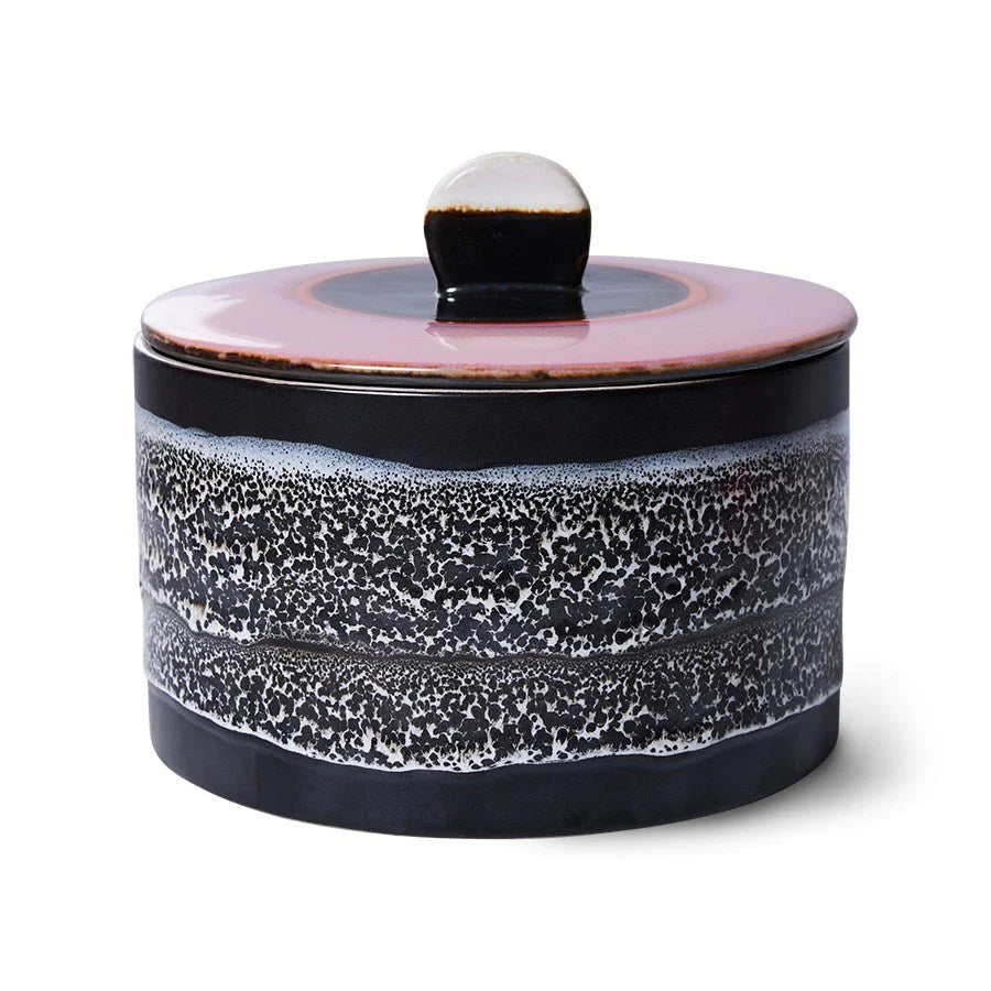 retro style black and pink cookie jar