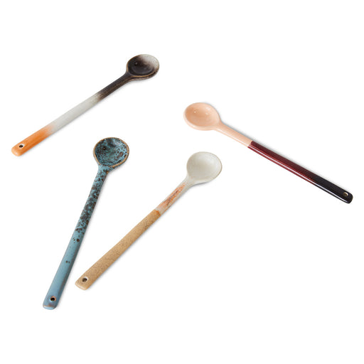 ceramic spoons with colorful reactive glaze finish 