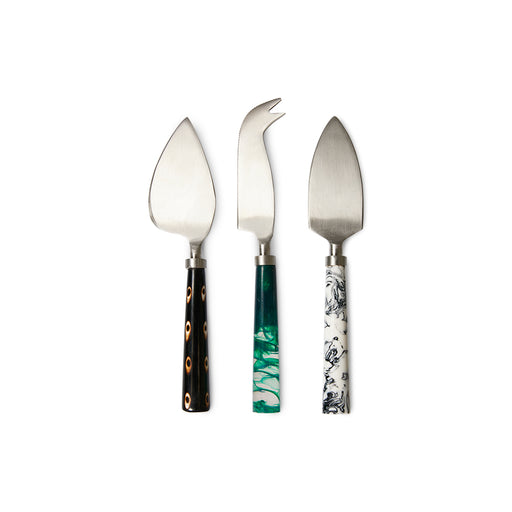 set of 3 cheese knives with resin handles