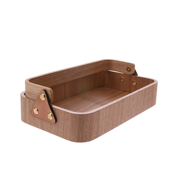 willow wooden box with one handle and leather connection