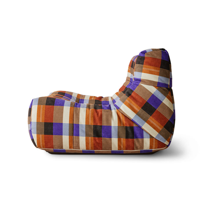 lazy lounge chair with farmhouse orange and purple and black fabric