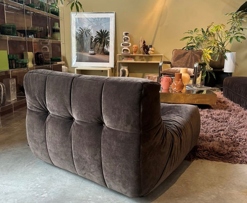 velvet brown free standing element lounger in living room