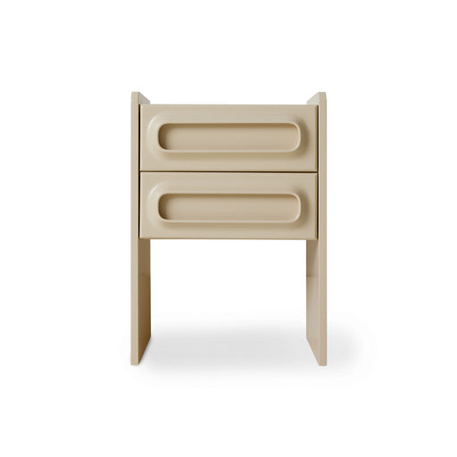 retro look nightstand in cream color with two drawers