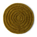 round rug with high and low poles in a greenish yellow color