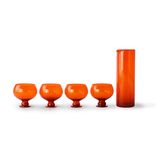 retro style orange carafe and 4 glasses