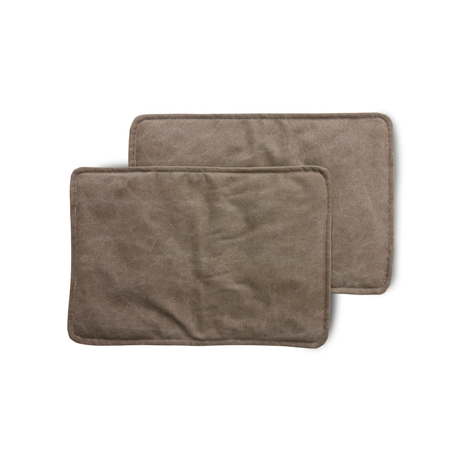 Armrest cushion set - canvas brown
