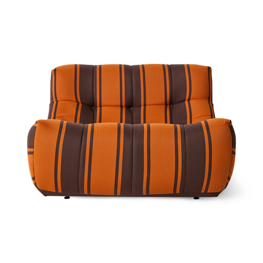 brown and orange striped outdoor lounge chair
