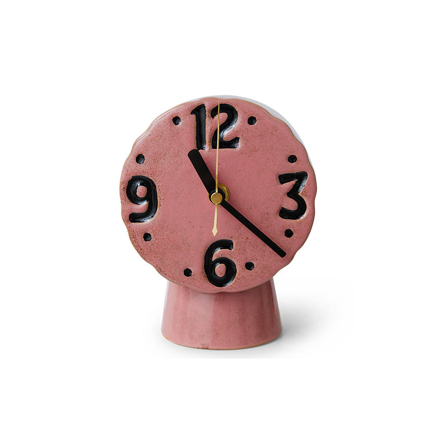 pink ceramic desk clock