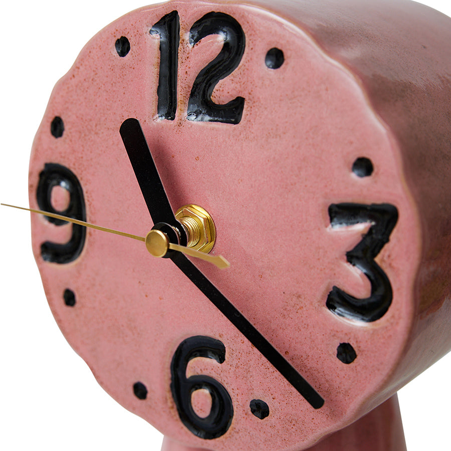pink ceramic desk clock