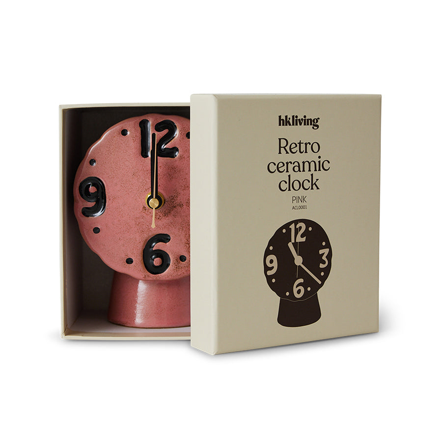 pink ceramic desk clock