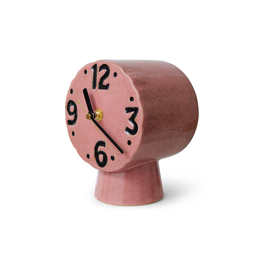 pink ceramic desk clock