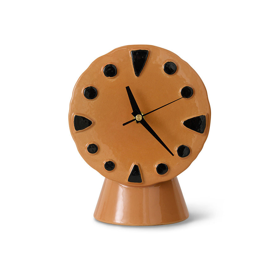 ceramic desk clock peach and black color