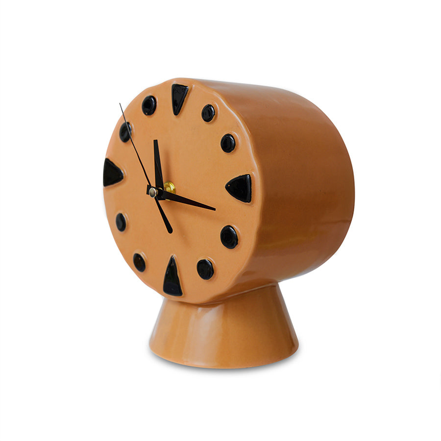 ceramic desk clock peach and black color
