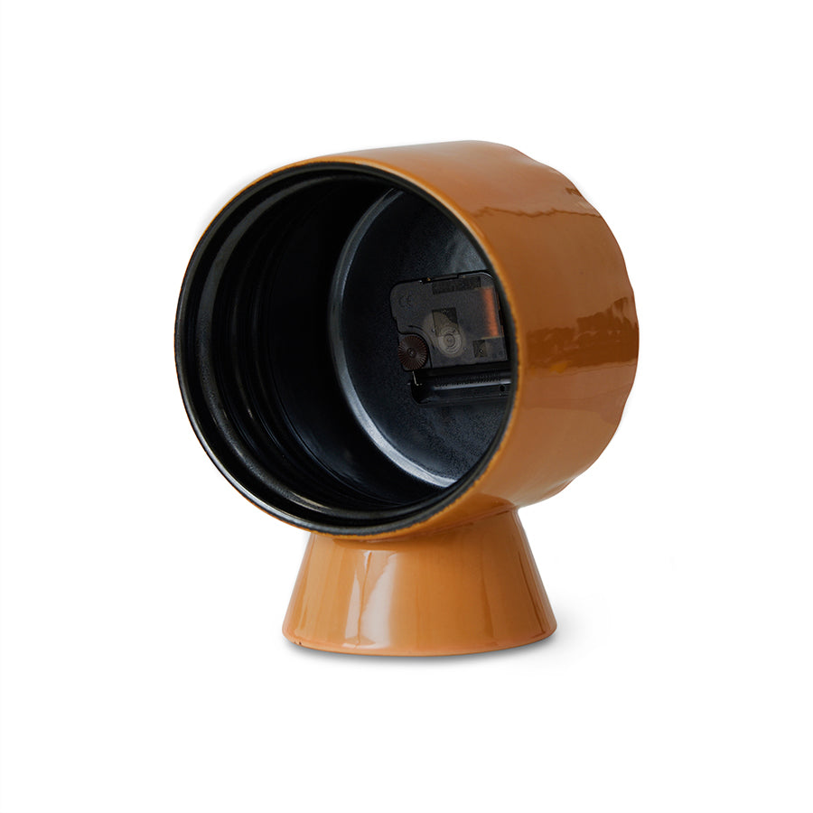 ceramic desk clock peach and black color