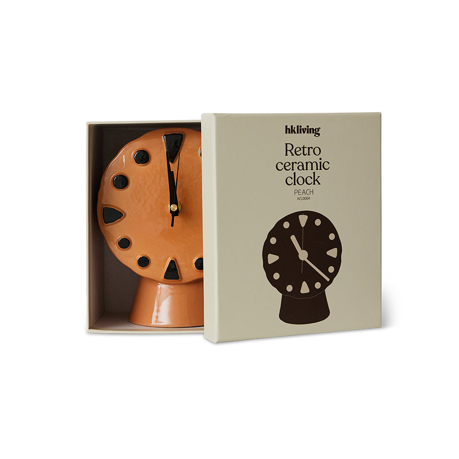 ceramic desk clock peach and black color