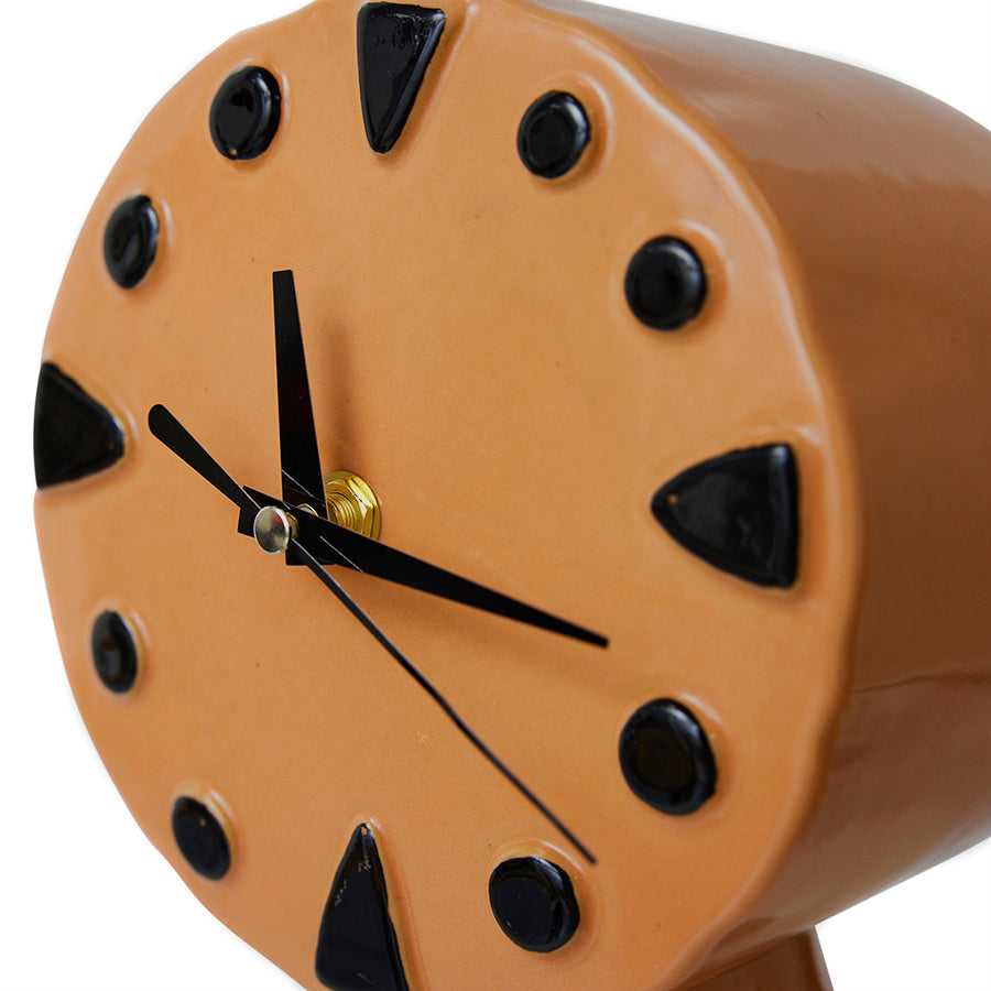 ceramic desk clock peach and black color