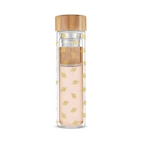 glass tumbler with restrainer for tea leaves