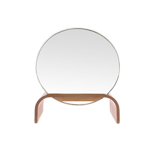 willow wood mirror stand with round mirror