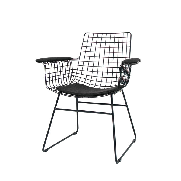 FUR0020 hk living metal wire chair with armrest  in black