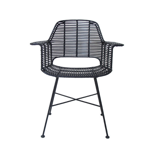 rattan tube chair with arm rests black 