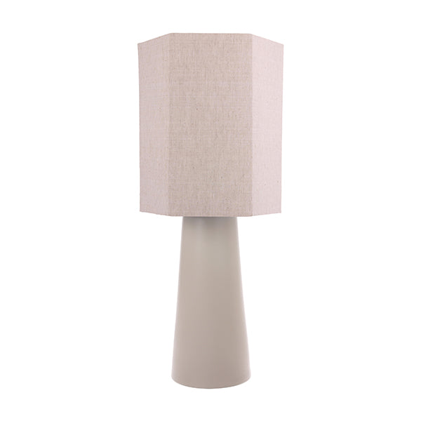 Linen hexagonal table lamp - cone base