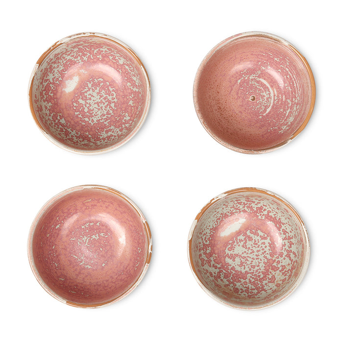 small porcelain bowls in pink and cream color finish