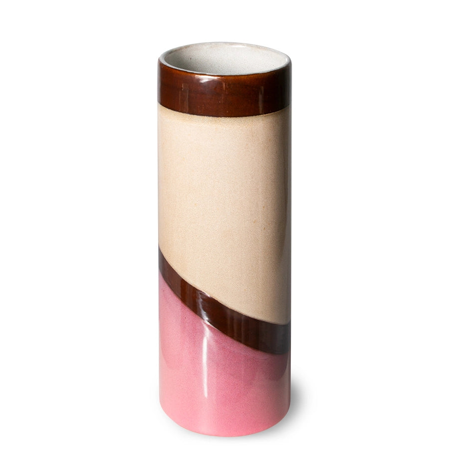 retro style flower vase in brown and purple colors