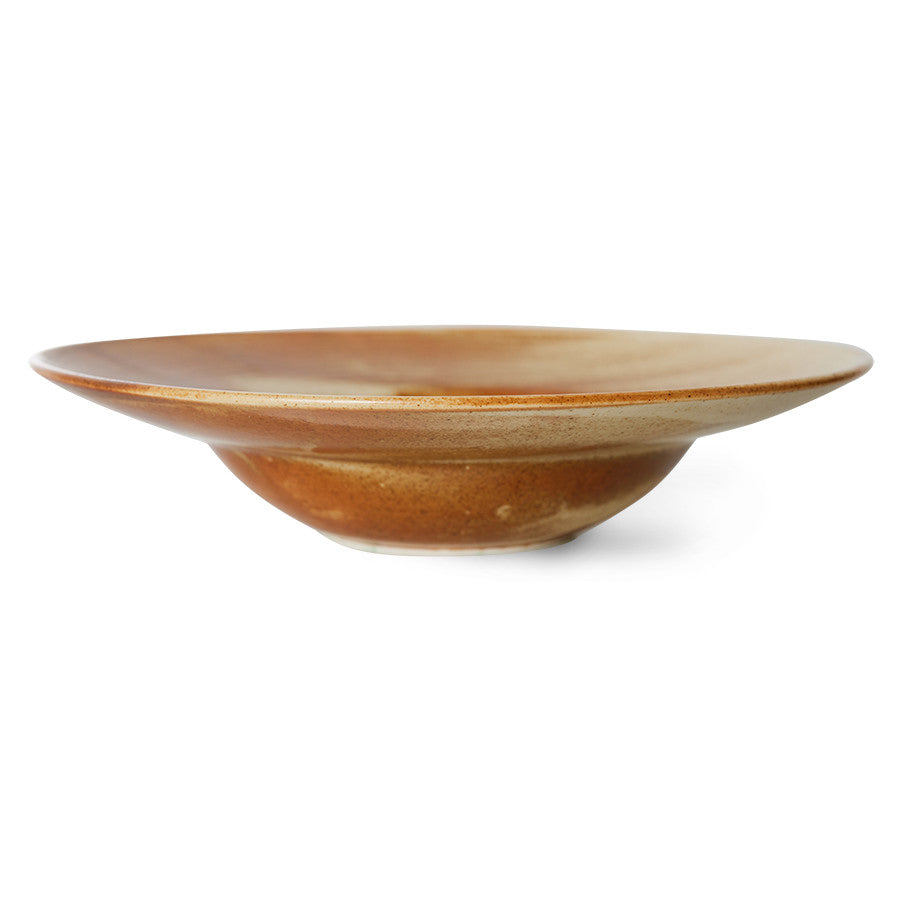 rustic brown and cream deep pasta plate