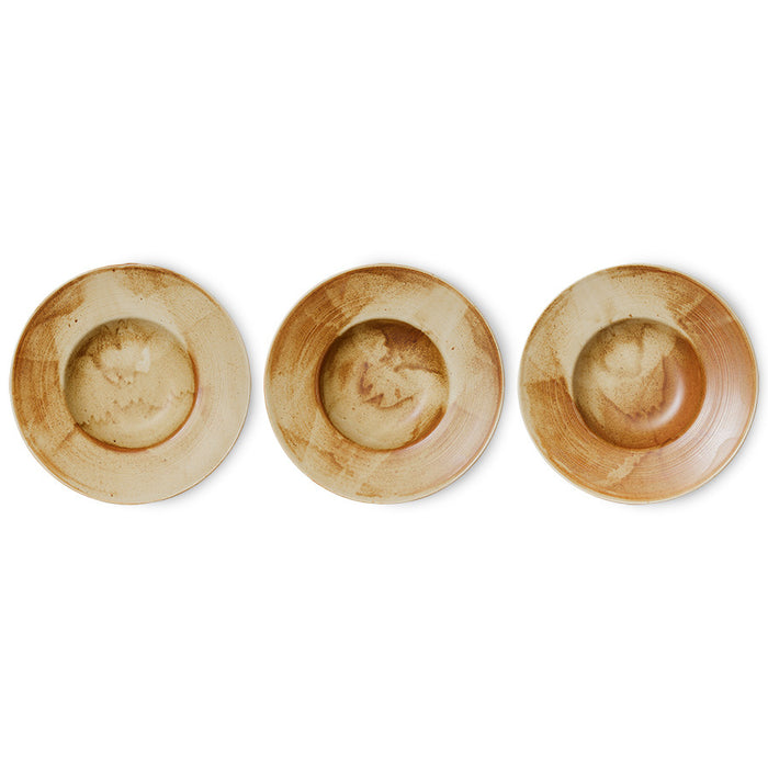 variations in finish rustic brown and cream deep pasta plate