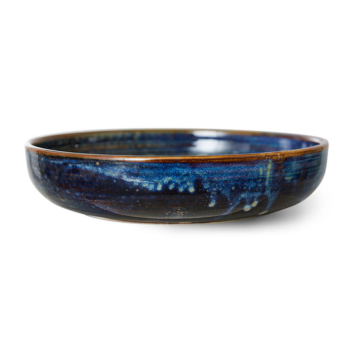 rustic blue porcelain deep dinner plate