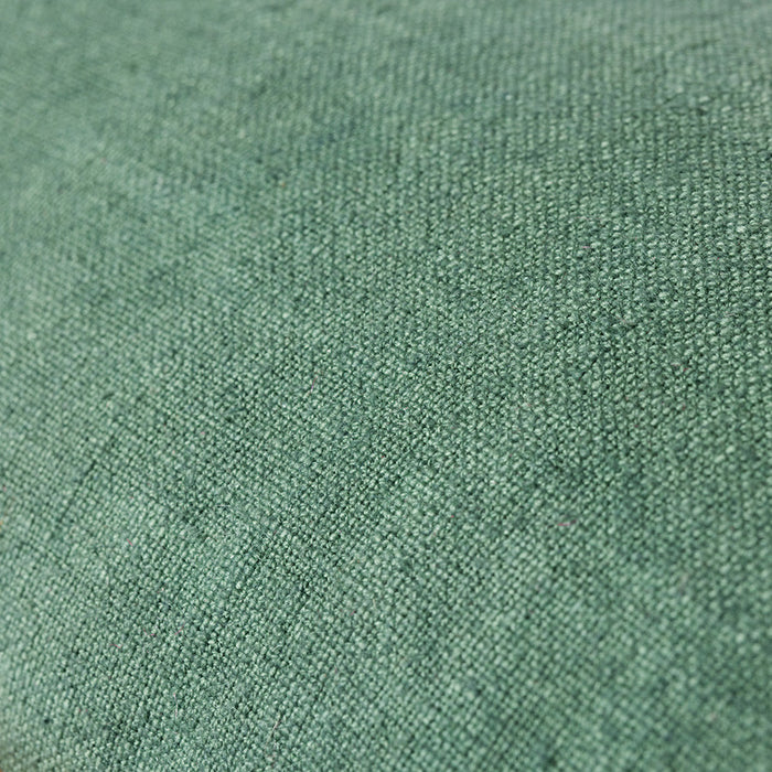 close up of green linen fabric 