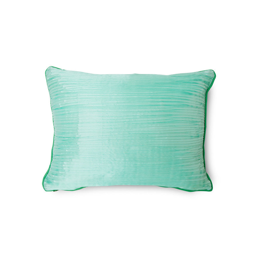 textured pillow with two different sides in green