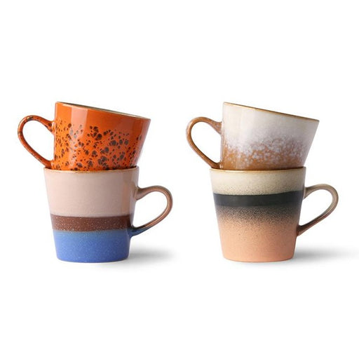 set of 4 americano mugs, handmade with different color and texture