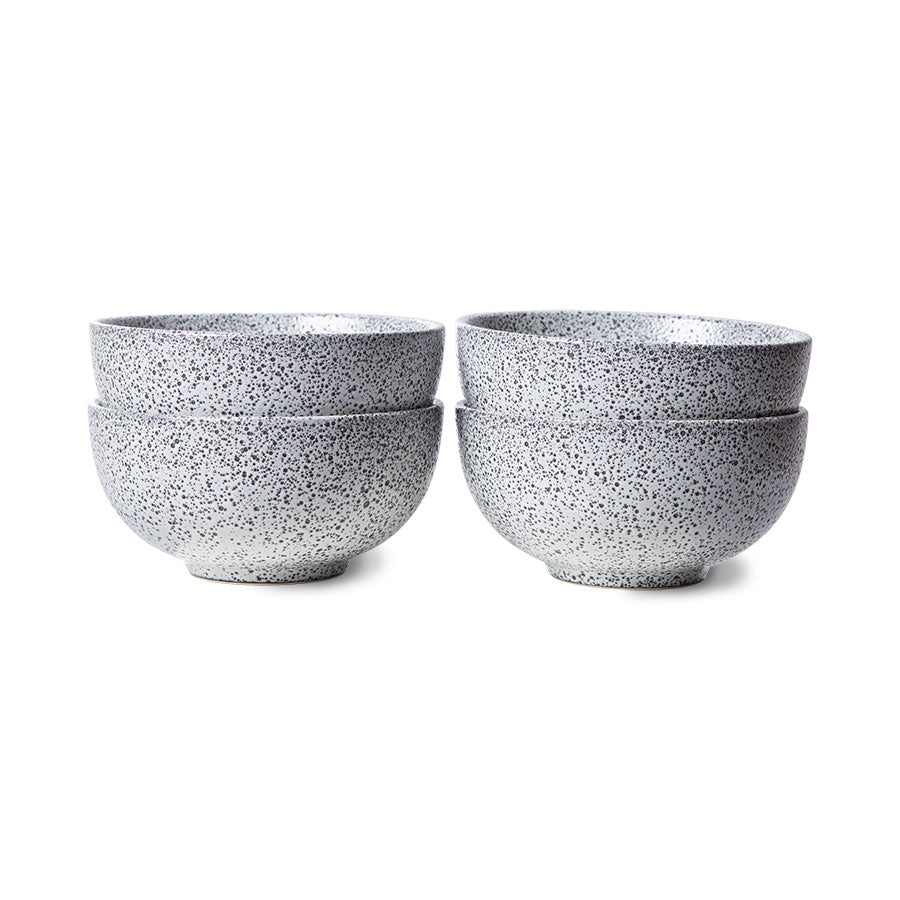 set of 4 stoneware bowls with a speckled finish
