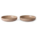 set of two taupe colored deep stoneware plates