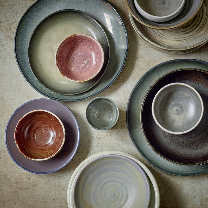 homechef ceramics in pink green purple and grey