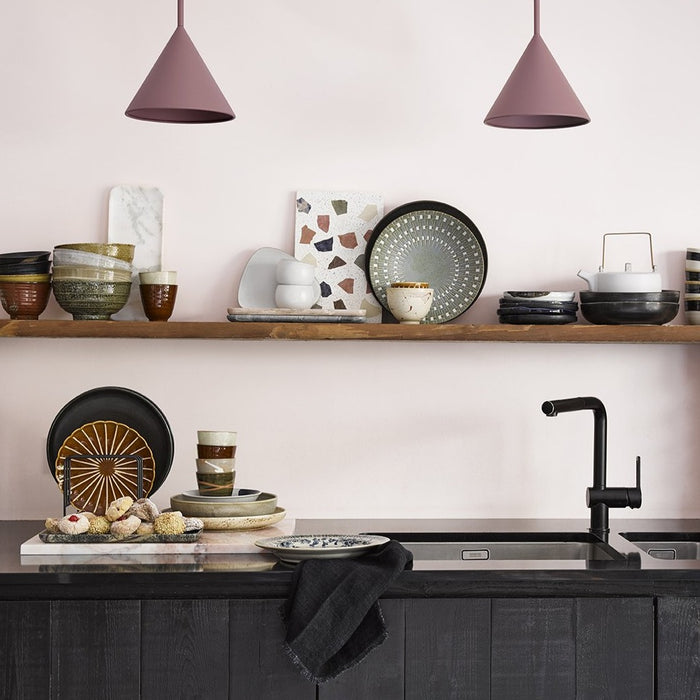 open shelving filled with home chef ceramics