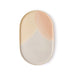 oval shaped side plate with soft yellow and peach and taupe colored finish