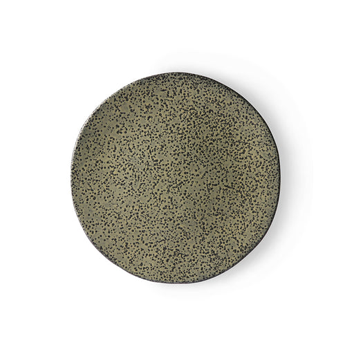 green speckled stoneware plate