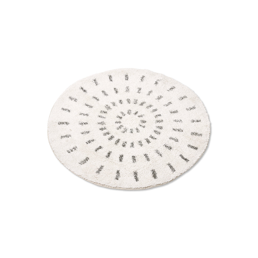 round cotton rug with black pattern
