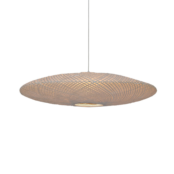 semi translucent white hanging light made of rice paper and bamboo