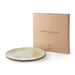 set of 2 yellow gradient dinner plates in a carton box