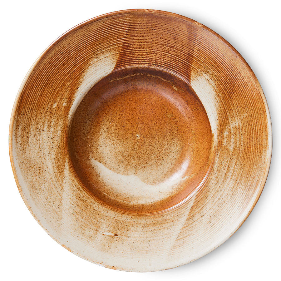 rustic brown and cream deep pasta plate