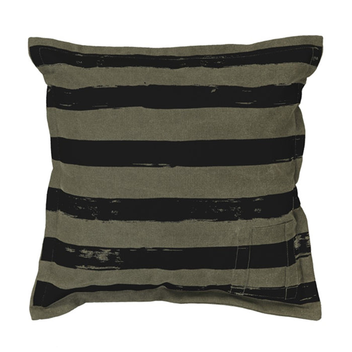 TKU2025 canvas throw pillow in brown and black stripe