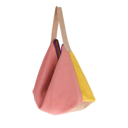100% linen bag yellow and pink