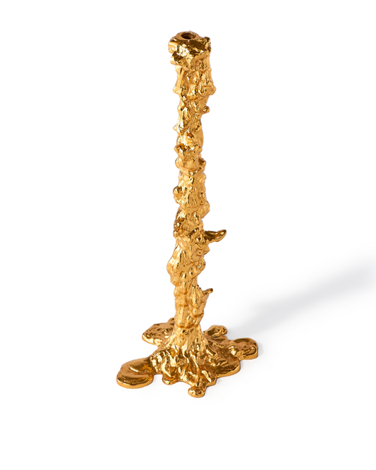 large gold drip decor candle stick holder