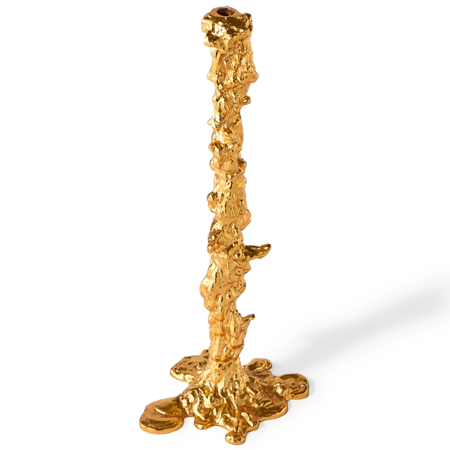 large gold drip decor candle stick holder
